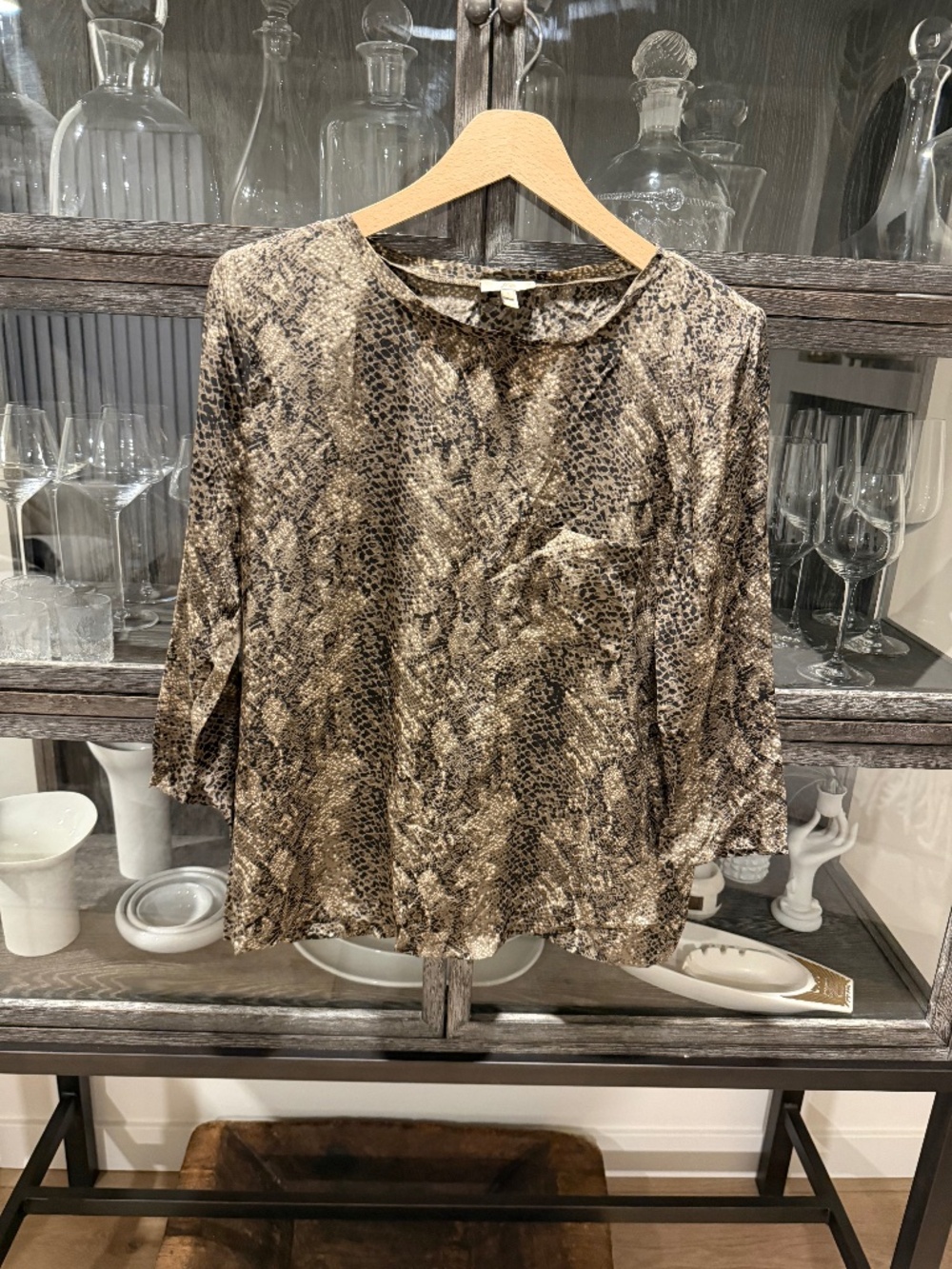 Joie Silk Blouse - Simple styling, great fabric & print